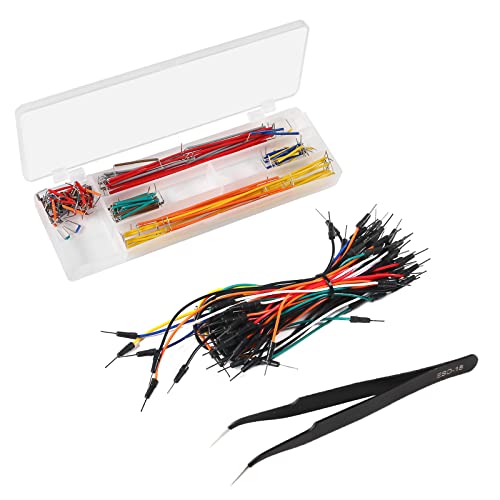 ALAMSCN Breadboard Jumper Wires Kabel 140 Stück Breadboard Steckbrücken Kits + 65 Stück Solderless Breadboard Jumperkabel Male to Male mit Pinzette von ALAMSCN