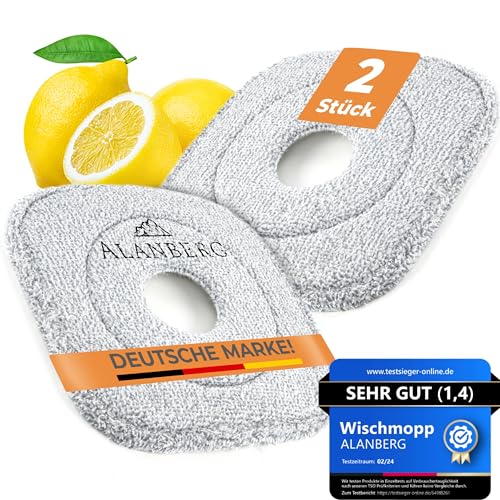 ALANBERG® Mikrofaser Ersatzpads – 2er Set Wischpads für alle Böden, kompatibel mit Reinigungszubehör von ALANBERG