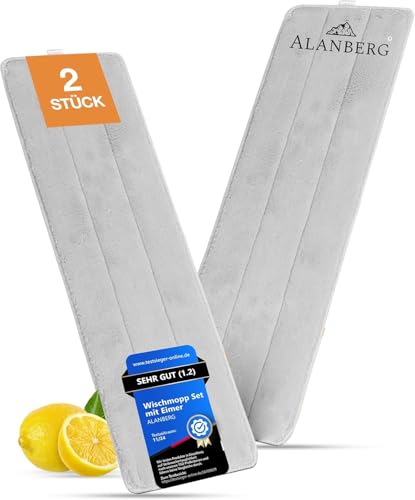 ALANBERG Mikrofaser-Ersatzpads XL – Doppelkammersystem, Bodenwischer für alle Bodenarten, 40 cm Mikrofaserpads – 2er-Pack von ALANBERG