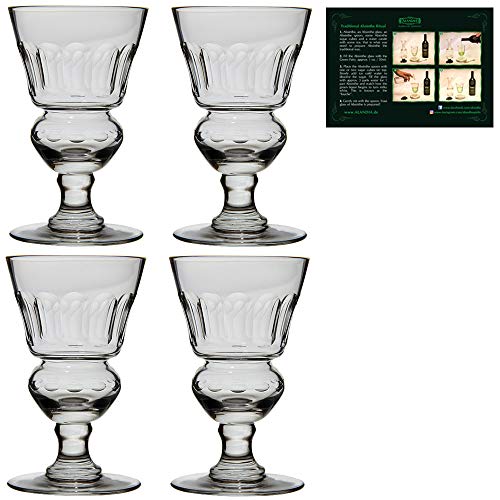 ALANDIA Absinth Glas Set | 4X Mundgeblasene Absinth Gläser mit Reservoir | Inkl. Trinkanleitung von ALANDIA