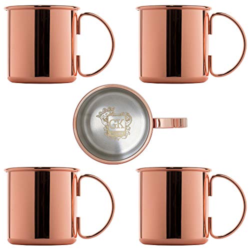 ALANDIA Kupferbecher Moscow Mule Becher 4er Set glatt | Premium Qualität | Außen verkupfert, innen Edelstahl, dadurch pflegeleicht | Roségold | Auch für Gin Tonic bestens geeignet von ALANDIA