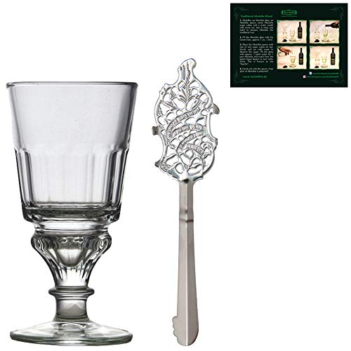 ALANDIA Absinth Glas und Löffel Set | Traditionelles Absinth Glas | Edelstahl Absinth Löffel von ALANDIA