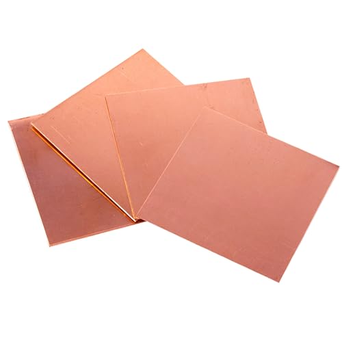 4 Stück reine Kupferbleche, Dicke 0,2 mm, Metallplatte 10 × 10 mm – 25 × 25 mm, geeignet for Heimwerkerprojekte, Reparaturen und Elektrik(0.2x15x15mm) von ALANIZ