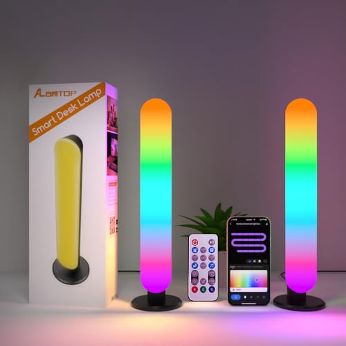 ALANTOP Smart Tischlampe 2 Pack mit WiFi APP Control Kompatibel mit Alexa und Google Einstellbare Weiß und RGB+IC Farben Musik Sync USB Nachttischlampe-Perfekt für Schlafzimmer, Gaming von ALANTOP