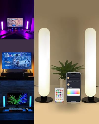 ALANTOP Smart Tischlampe 2 Pack mit WiFi APP Control Kompatibel mit Alexa und Google Einstellbare Weiß und RGB Farben Musik Sync USB Nachttischlampe von ALANTOP