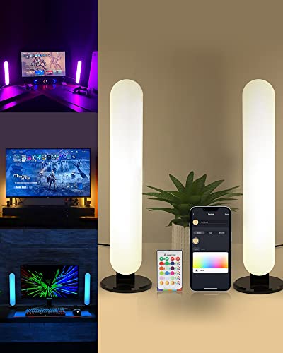 ALANTOP Smart Tischlampe 2 Pack mit WiFi APP Control Kompatibel mit Alexa und Google Einstellbare Weiß und RGB Farben Musik Sync USB Nachttischlampe-Perfekt für Schlafzimmer, Gaming, Raumbeleuchtung von ALANTOP