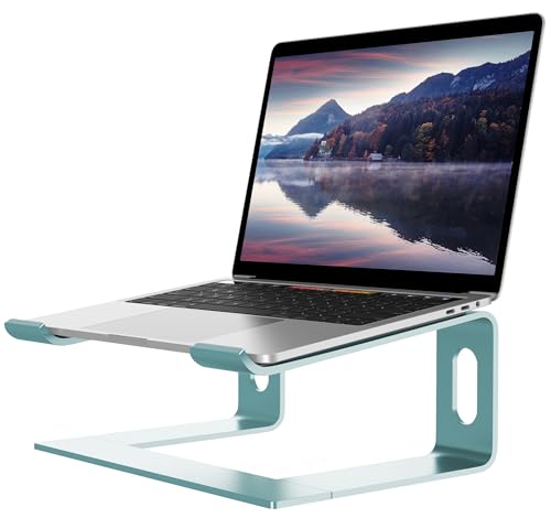 ALASHI Laptop-Ständer für Schreibtisch, Aluminium-Computer-Erhöhung, ergonomischer Notebook-Halter, abnehmbarer Metall-Laptop-Laptop-Ständer, unterstützt 10 bis 15.6 Zoll Notebook, Aqua Blue von ALASHI