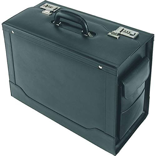 ALASSIO 45042 Pilotenkoffer Ancona, Aktenkoffer aus echtem Leder, Handgepäck Dokumentenkoffer mit Hängeregister Koffer, 45 cm, 32 Liter, Schwarz von ALASSIO