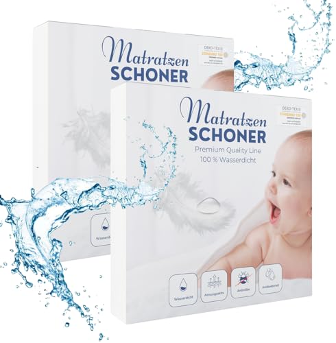 Alavya Home® Wasserdichter Matratzenschoner 70x140 im 2er Set bis 30 cm Höhe | Ultimativer Nässeschutz 70x140 cm | Oeko-Tex Zertifiziert, Atmungsaktiver Matratzenbezug mit Baumwolle, ohne Knistern von ALAVYA HOME