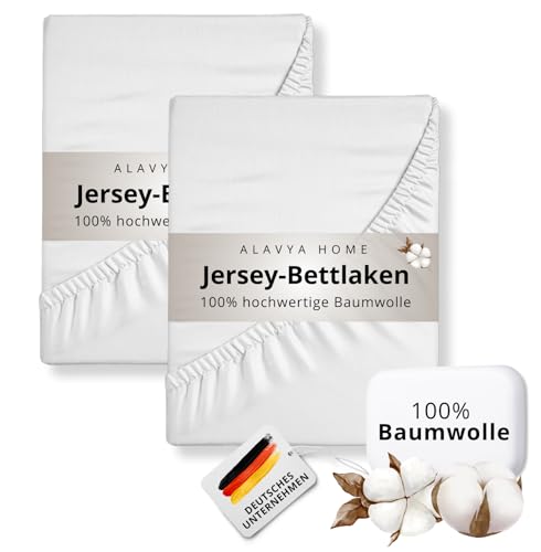 Spannbettlaken Premium 2er Set Jersey-Bettlaken 60x120 cm mit Rundumgummizug 100% Baumwolle ÖKOTEX Standard 100 | Matratzenhöhe bis 15 cm Spannbetttuch für Babybett Kinderbett 120 x 60 cm Weiß Spannbettlaken Premium 2er Set Jersey-Bettlaken 60x120 cm mit Rundumgummizug 100% Baumwolle ÖKOTEX Standard 100 | Matratzenhöhe bis 15 cm Spannbetttuch für Babybett Kinderbett 120 x 60 cm Weiß von ALAVYA HOME
