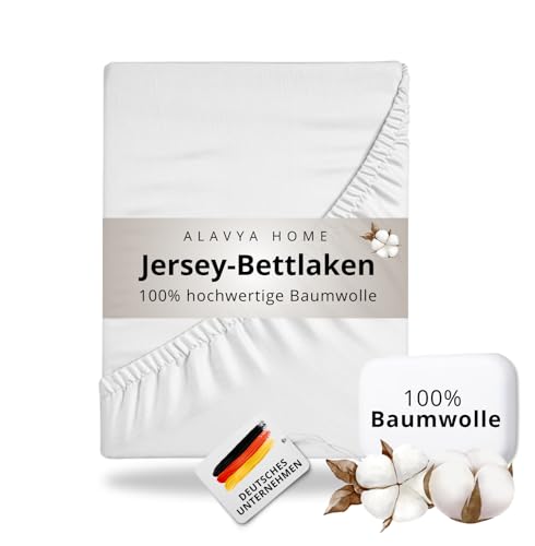 Spannbettlaken Premium Single Jersey-Bettlaken 60x120 cm mit Rundumgummizug 100% Baumwolle ÖKOTEX Standard 100 | Matratzenhöhe bis 15 cm Spannbetttuch für Babybett Kinderbett 120 x 60 cm Weiß von ALAVYA HOME