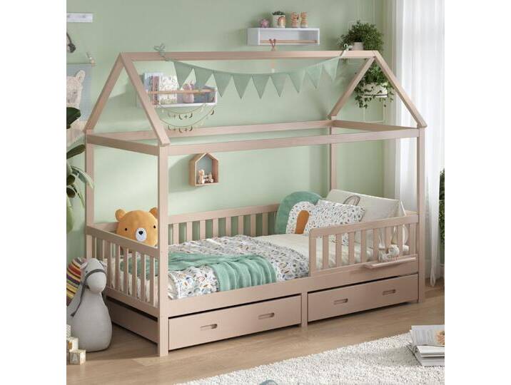 ALAVYA Home Kids Hausbett CLOUD aus Buche – FSC® 100% zertifiziert - Limitierte Edition (Hausbett 80x160 inkl. Matratze Schubladen Buchablage Rausfallschutz und Lattenrost), Kinderbett 80x160 cm für Mädchen und Jungen aus Buchenholz von ALAVYA-Home-Kids