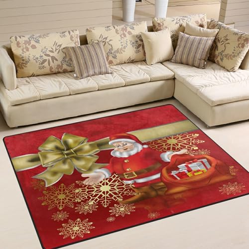 ALAZA Weihnachtsteppich mit goldener Blume, rutschfest, für Wohnzimmer, Esszimmer, Schlafzimmer, Küche, Flur, Büro, modernes Zuhause, dekorativ, J61349392P147C162S245 von alaza