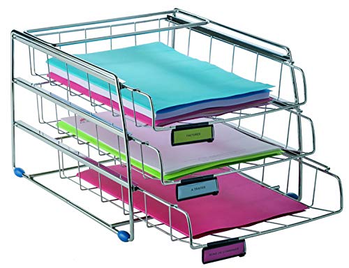 Alba Schreibtischset (Draht 4 Ablagen seitliche Beladung 4 Etikettenhalter W390xT310xH310mm) chrom von ALBA
