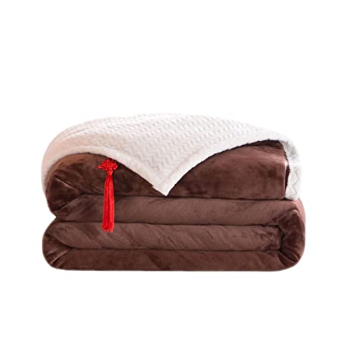 Luxus Flanell Sherpa-Rücken Dicke schwere Decke Warm für den Winter,Decke Flauschig Grau,2-Lagen Soft Decke Anthrazit Sofa und Bett (180 x 200 cm, Brown-Quilt Cover) von ALBAGO
