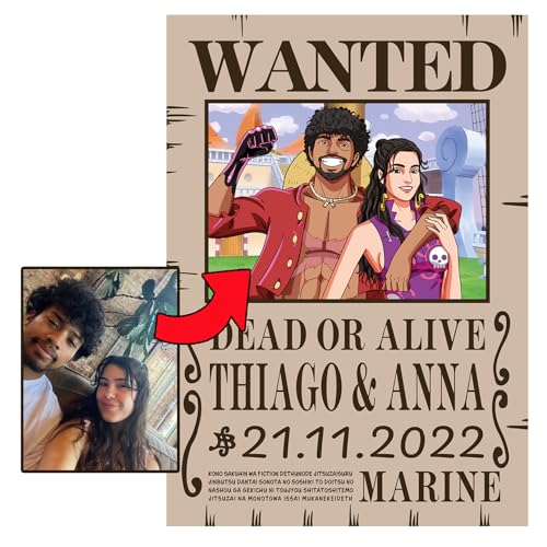 ALBALINO – Personalisiertes One Piece Wanted Poster mit eigenem Foto | Individuelle Anime-Zeichnung | Fotogeschenk & Wanddeko für Manga & Anime-Fans von ALBALINO