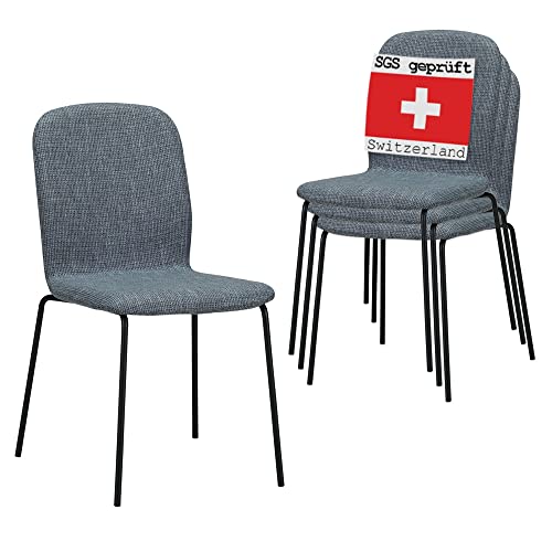 ALBATROS Esszimmerstühle 4er Set ENNA, grau - stapelbar, bequemer Polsterstuhl - Eleganter Küchenstuhl, Stuhl Esszimmer oder Esstisch Stuhl, Konferenzstuhl von ALBATROS