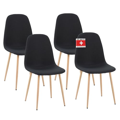 ALBATROS Esszimmerstühle 4er Set FANO schwarz - Komfortabler Polsterstuhl für Modernes und Stilvolles Design am Esstisch - Küchenstuhl oder Stuhl Esszimmer mit hoher Belastbarkeit bis 110kg von ALBATROS