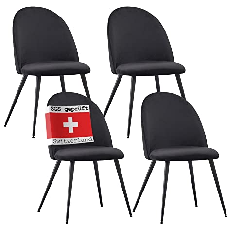 ALBATROS Esszimmerstühle mit Samt-Bezug 4er Set Capo, Schwarz - Stilvolles Vintage Design, Samt-Bezug, SGS geprüfter Polsterstuhl - Moderner Küchenstuhl, Stuhl Esszimmer oder Esstisch Stuhl ALBATROS Esszimmerstühle mit Samt-Bezug 4er Set Capo, Schwarz - Stilvolles Vintage Design, Samt-Bezug, SGS geprüfter Polsterstuhl - Moderner Küchenstuhl, Stuhl Esszimmer oder Esstisch Stuhl von ALBATROS