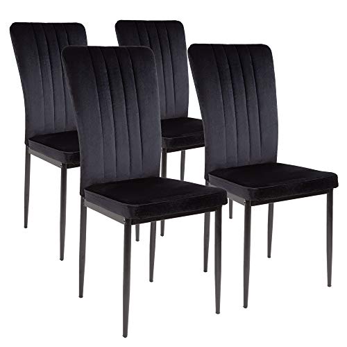 ALBATROS Esszimmerstühle mit Samt-Bezug 4er Set Modena, Schwarz - Stilvolles Vintage Design, Samt-Bezug, SGS geprüfter Polsterstuhl - Moderner Küchenstuhl, Stuhl Esszimmer oder Esstisch Stuhl von ALBATROS