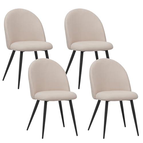 ALBATROS Esszimmerstühle mit Stoff-Bezug 4er Set Capo, Beige - Stilvolles Vintage Design, Stoff-Bezug, SGS geprüfter Polsterstuhl - Moderner Küchenstuhl, Stuhl Esszimmer oder Esstisch Stuhl von ALBATROS