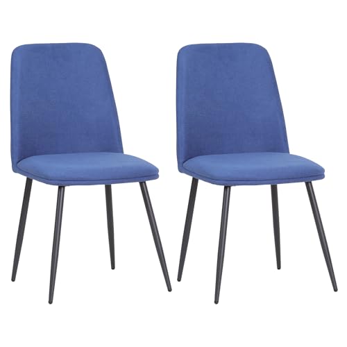 ALBATROS Esszimmerstuhl BONO - 2er Set Blau, Küchenstuhl im Retro Look – ergonomisch & gepolstert – Samtbezug & Metallbeine – bequem & pflegeleicht – Esszimmer, Wohnzimmer von ALBATROS