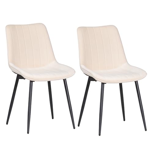 ALBATROS Esszimmerstuhl BOSA - 2er Set Beige, Küchenstuhl im Retro Look – ergonomisch & gepolstert – Samtbezug & Metallbeine – bequem & pflegeleicht – Esszimmer, Wohnzimmer von ALBATROS
