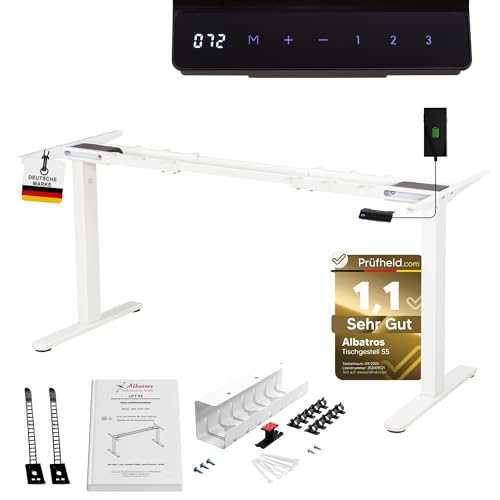 ALBATROS Schreibtisch-Gestell Lift S5W + Kabelkanal, Weiss, 2X Motoren, elektrisch höhenverstellbar mit Memory-Funktion, Kollisionsschutz und Soft-Start/Stop ALBATROS Schreibtisch-Gestell Lift S5W + Kabelkanal, Weiss, 2X Motoren, elektrisch höhenverstellbar mit Memory-Funktion, Kollisionsschutz und Soft-Start/Stop von ALBATROS