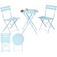 Albatros - Bistroset 3-teilig Blau – Bistrotisch mit 2 Stühlen – klappbare Stühle und Tisch aus robustem Metall – optimal als Balkonmöbel Set oder von ALBATROS