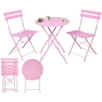 Albatros - Bistroset 3-teilig Rosa – Bistrotisch mit 2 Stühlen – klappbare Stühle und Tisch aus robustem Metall – optimal als Balkonmöbel Set oder von ALBATROS