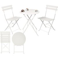 Albatros - Bistroset 3-teilig Weiß – Bistrotisch mit 2 Stühlen – klappbare Stühle und Tisch aus robustem Metall – optimal als Balkonmöbel Set oder von ALBATROS