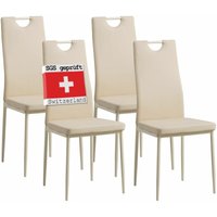 Esszimmerstühle salerno 4er Set, Beige - Edles Italienisches Design, Polsterstuhl Kunstleder-Bezug, Modern und Stilvoll am Esstisch - Küchenstuhl, von ALBATROS