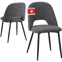 Albatros - Esszimmerstühle mit Cord-Bezug 2er Set silvi, Grau- Stilvolles Vintage Design, Cord-Bezug, sgs geprüfter Polsterstuhl - Moderner von ALBATROS