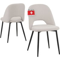 Albatros - Esszimmerstühle mit Stoff-Bezug 2er Set silvi, Beige - Stilvolles Vintage Design, Stoff-Bezug, sgs geprüfter Polsterstuhl - Moderner von ALBATROS