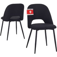 Albatros - Esszimmerstühle mit Stoff-Bezug 2er Set silvi, Schwarz - Stilvolles Vintage Design, Stoff-Bezug, sgs geprüfter Polsterstuhl - Moderner von ALBATROS