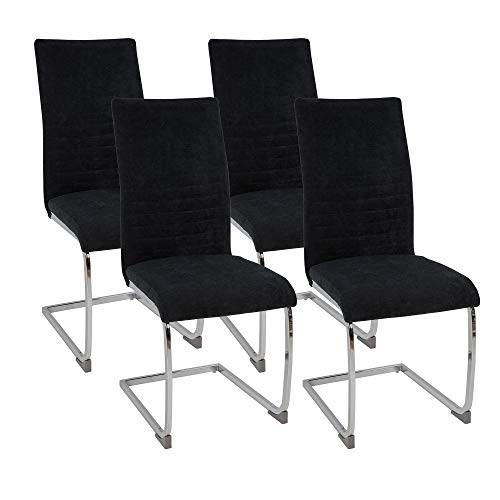 ALBATROS Freischwinger Stuhl Lugano 4er Set, Schwarz - Esszimmerstuhl Schwingstuhl mit Modernem Design, Stoff-Bezug, Dicke Polsterung - Küchenstuhl, Polster-Stuhl Esszimmer, Esstisch Stuhl von ALBATROS