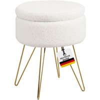 Hocker mit Stauraum Cannes Sitzhocker mit Stauraum, Modernes Design, Edler Sherpa-Bezug Sitztruhe Sitzbank mit Stauraum – optimal als Fußhocker von ALBATROS