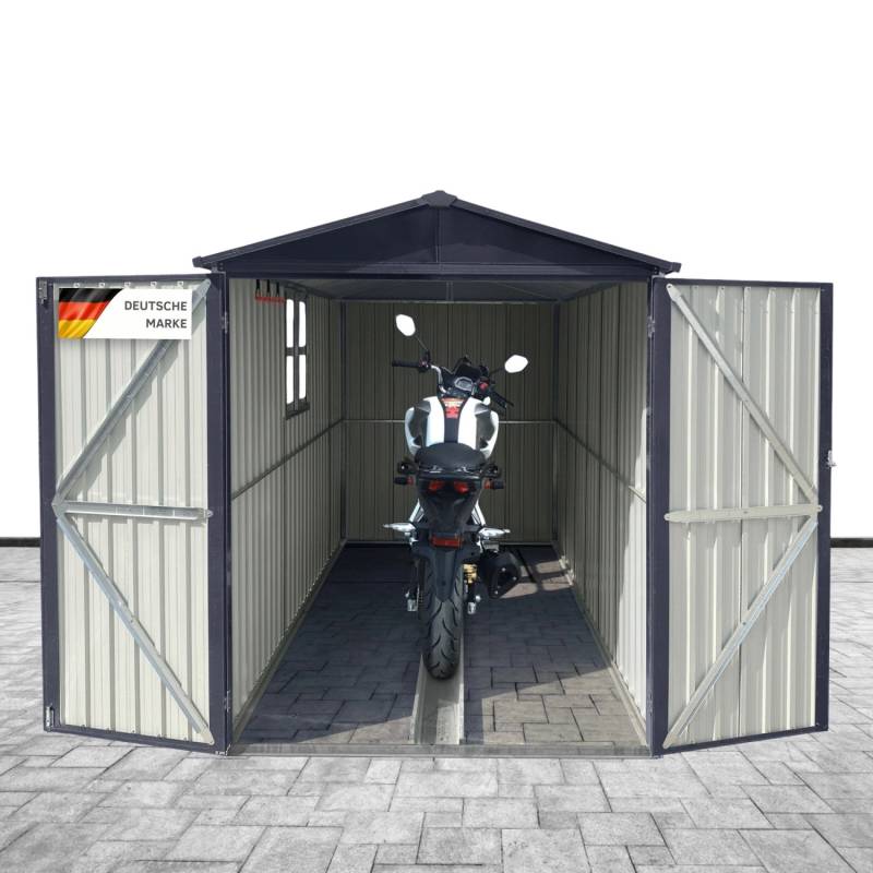 Albatros Premium Motorradgarage Verzinktes Metall in Anthrazit RAL 7016 169x308x191cm von ALBATROS