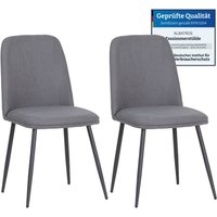 Bono Stoffstuhl Grau– 2er-Set Esszimmerstühle im modernen Retro-Design DEKRA-geprüft, pflegeleichter Stoffbezug - Albatros von ALBATROS