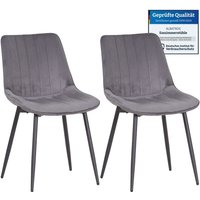 Bosa Samtstuhl Grau – 2er-Set Esszimmerstühle im modernen Retro-Design, gepolstert & ergonomisch, DEKRA-geprüft, pflegeleichter Bezug - Albatros von ALBATROS