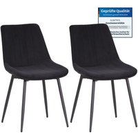Bosa Samtstuhl Schwarz – 2er-Set Esszimmerstühle im modernen Retro-Design, gepolstert & ergonomisch, DEKRA-geprüft, pflegeleichter Bezug - Albatros von ALBATROS