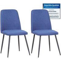Bono Stoffstuhl Blau– 2er-Set Esszimmerstühle im modernen Retro-Design DEKRA-geprüft, pflegeleichter Stoffbezug - Albatros von ALBATROS