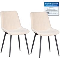 Bosa Samtstuhl Beige – 2er-Set Esszimmerstühle im modernen Retro-Design, gepolstert & ergonomisch, DEKRA-geprüft, pflegeleichter Bezug - Albatros von ALBATROS
