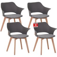 Esszimmerstühle 4er Set aalborg, Grau - Beine aus Buche Massiv-Holz, Skandinavisches Retro-Design, bequemer Schalenstuhl - Eleganter Küchenstuhl, Esszimmerstühle 4er Set aalborg, Grau - Beine aus Buche Massiv-Holz, Skandinavisches Retro-Design, bequemer Schalenstuhl - Eleganter Küchenstuhl, von ALBATROS