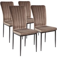 Esszimmerstühle mit Samt-Bezug 4er Set modena, Braun - Stilvolles Vintage Design, Eleganter Polsterstuhl am Esstisch - Küchenstuhl oder Stuhl von ALBATROS