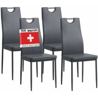 Esszimmerstühle salerno 4er Set, Grau - Edles Italienisches Design, Polsterstuhl Kunstleder-Bezug, Modern und Stilvoll am Esstisch - Küchenstuhl, von ALBATROS