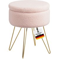 Hocker mit Stauraum Cannes Sitzhocker mit Stauraum, Modernes Design, Edler Sherpa-Bezug Sitztruhe Sitzbank mit Stauraum – optimal als Fußhocker von ALBATROS