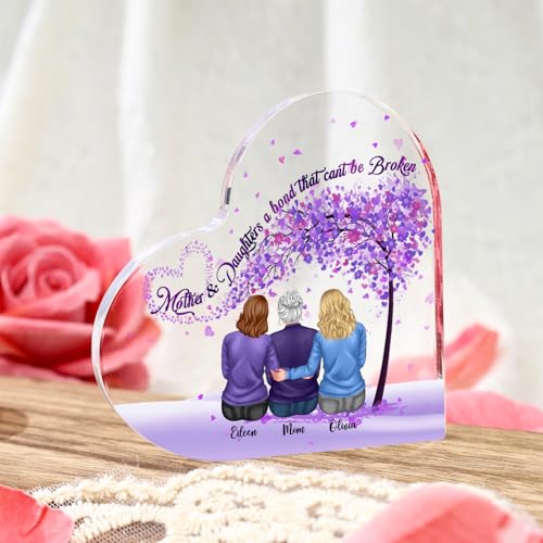 Muttertagsgeschenke für Oma Großmuttertag Geschenke für Oma Personalisierte Herz-Ornament Acrylschilder Schilder mit Namen Text (3 name) von ALBERTBAND