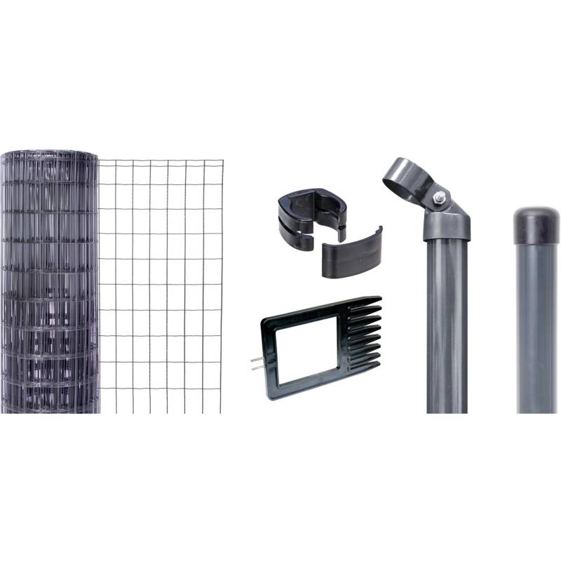 Metallzaun-Set Alberts Fix-Clip Pro 122 cm H. 25 m L. Anthrazit z. Einbetonieren von ALBERTS Fix-Clip Pro