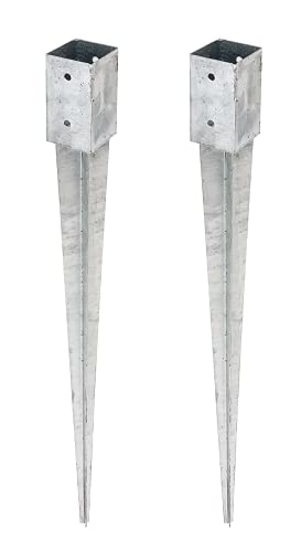 Alberts 211691 Einschlag-Bodenhülse | für Vierkantholzpfosten | feuerverzinkt | 71 x 71 mm | Gesamtlänge 900 mm | 2er Set von Alberts